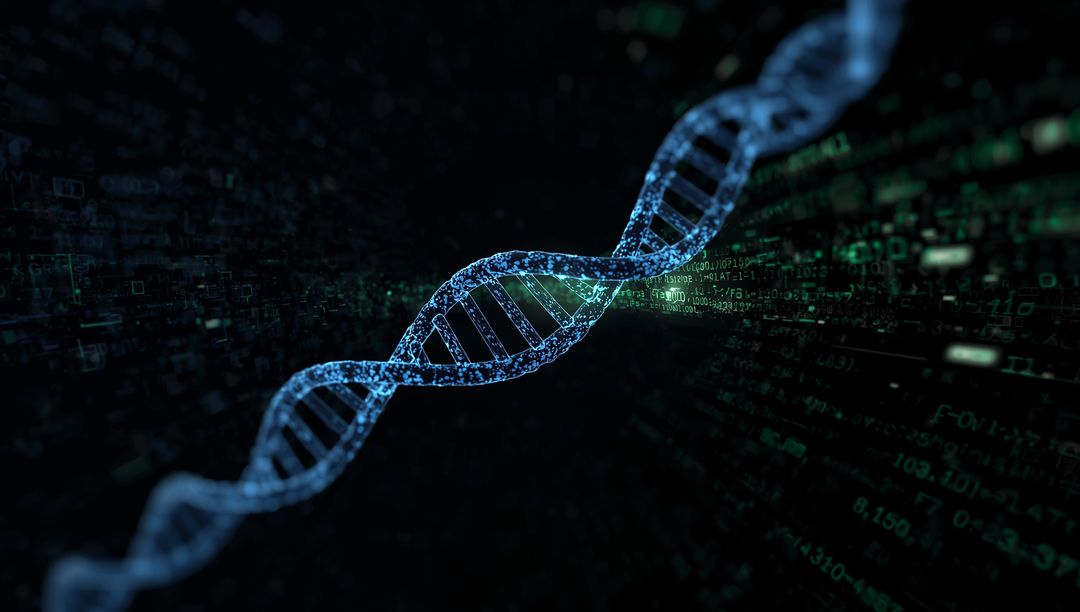 Glowing DNA Helix in Virtual Digital Environment