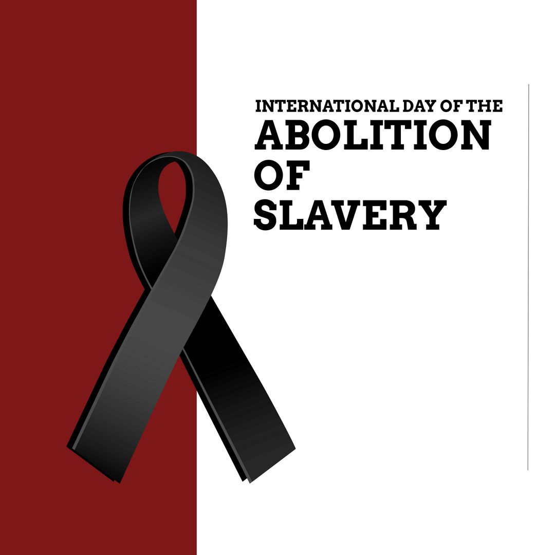 International Day of Abolition of Slavery Awareness Black Ribbon