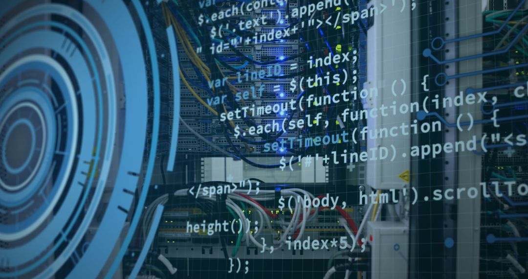 Data Processing Overlay on Futuristic Server Hardware