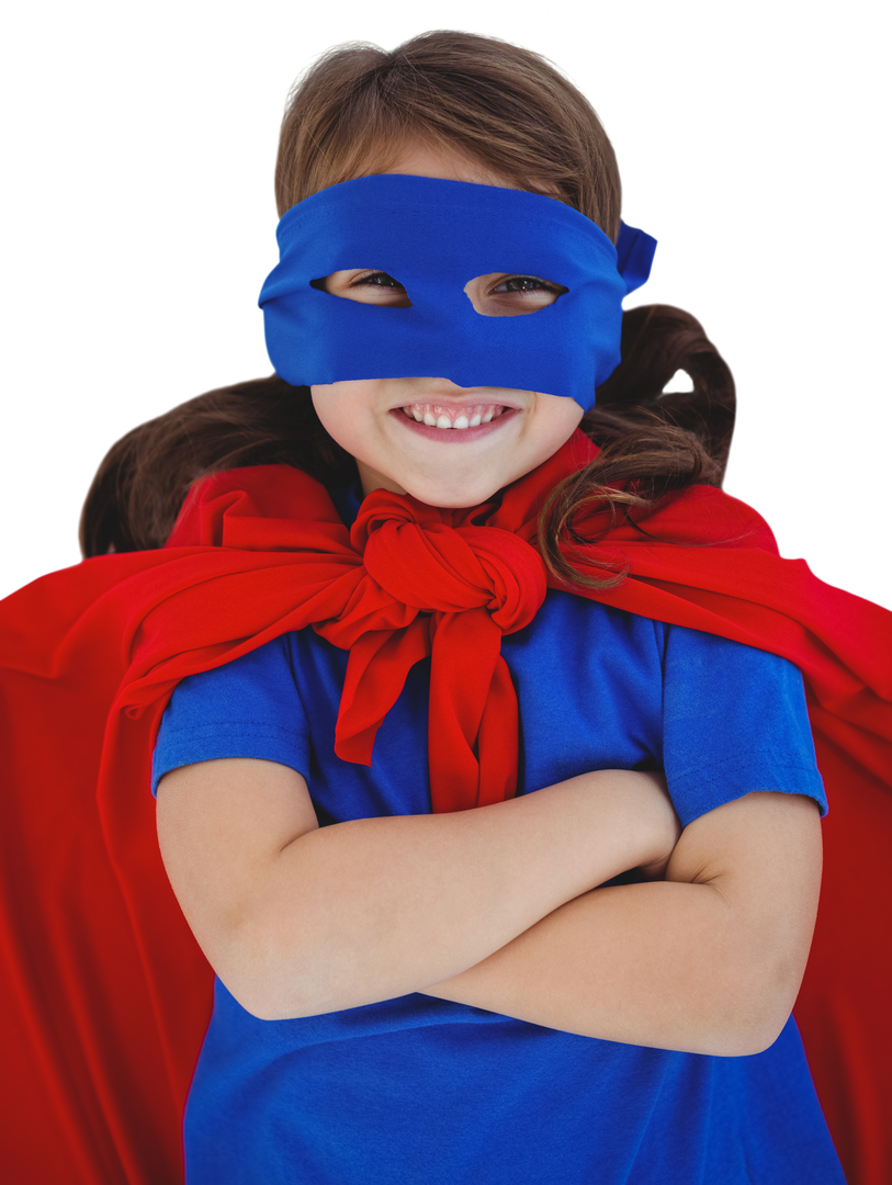 Confident Young Girl in Superhero Costume with Mask and Cape - Download Free Stock Images Pikwizard.com