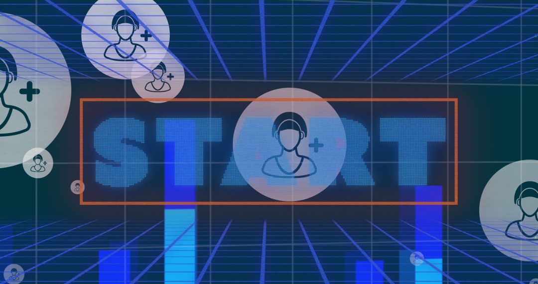 Abstract Digital Start Screen with User Icons