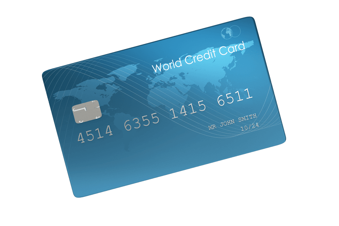 Digital Prompt Blue Credit Card Illustration on Transparent Background