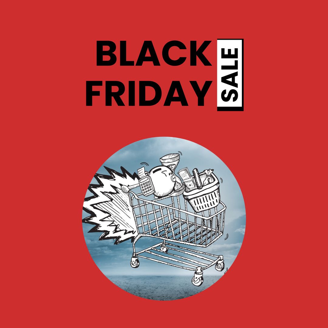 Black Friday Sale Advertisement Graphic with Shopping Cart