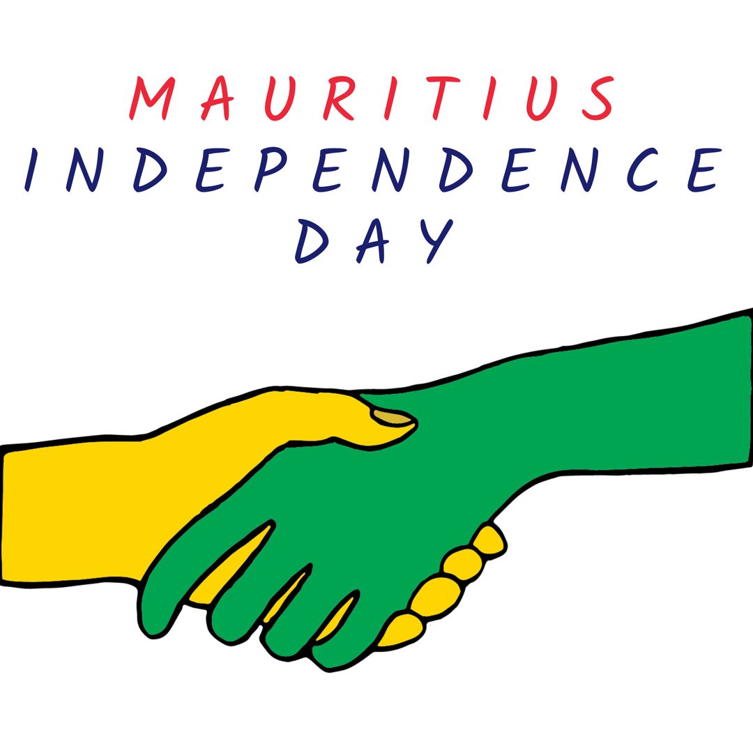 Mauritius Independence Day Illustration with Colorful Handshake