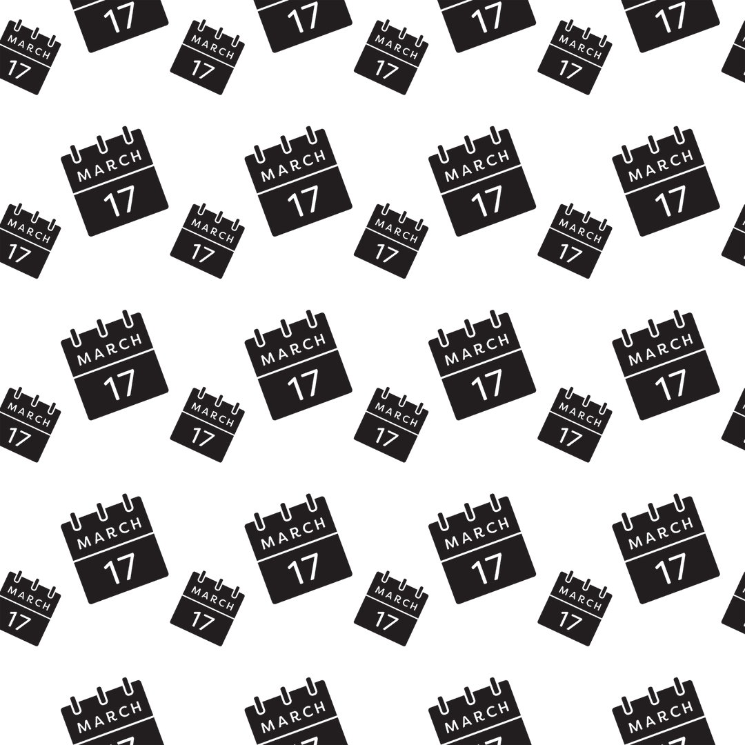 Seamless Transparent March 17 Calendar Pattern Vector