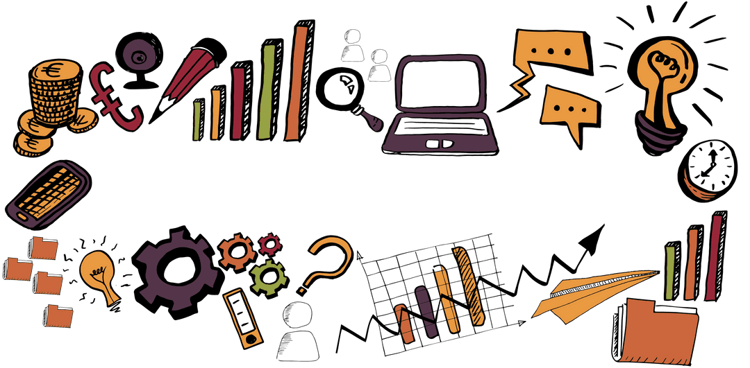 Colorful Business Icon Set on Transparent Background for Finance and Communication