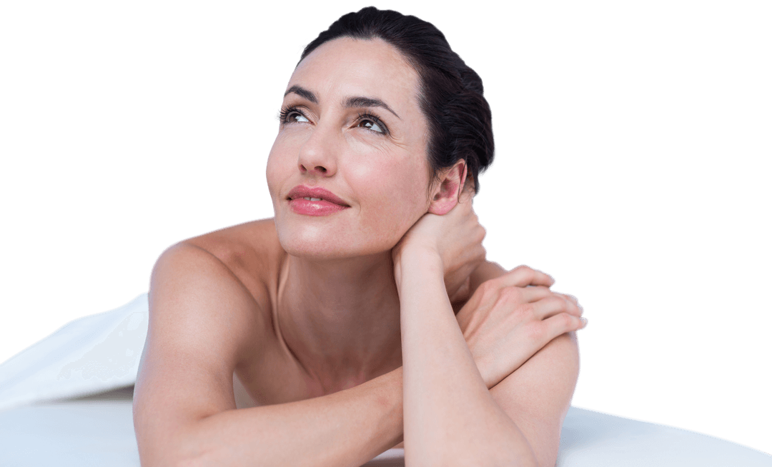 Transparent Relaxed Woman Smiling in Wellness Spa