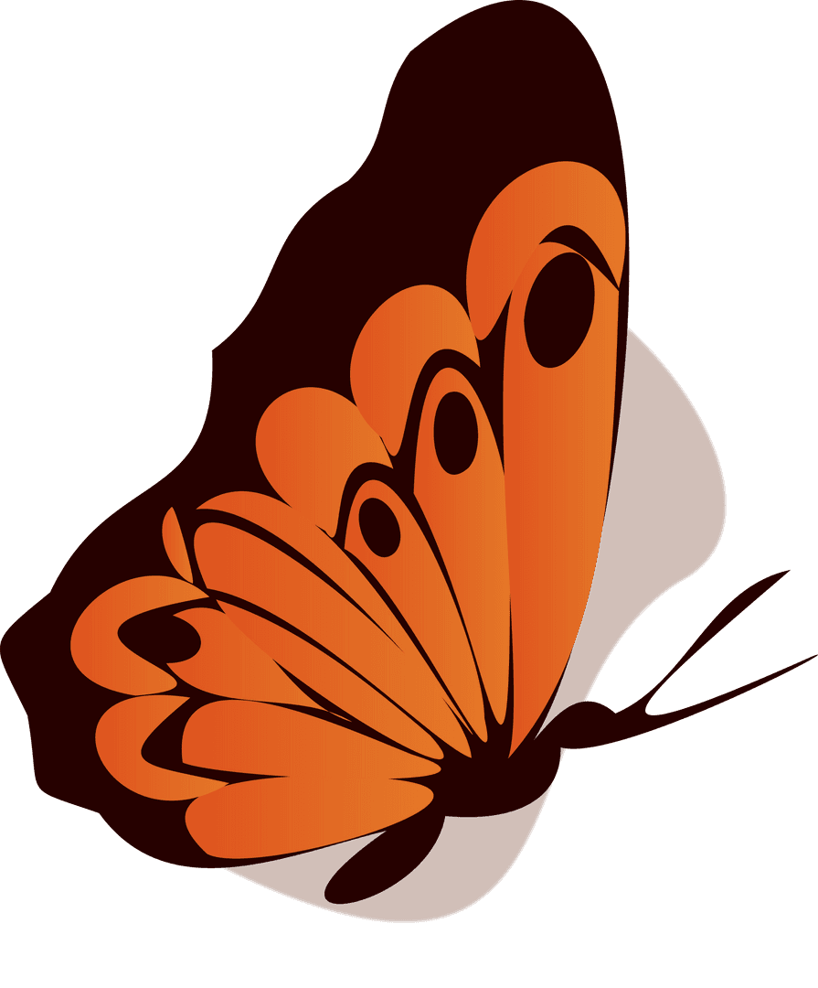 Stylized Orange Butterfly on Transparent Background