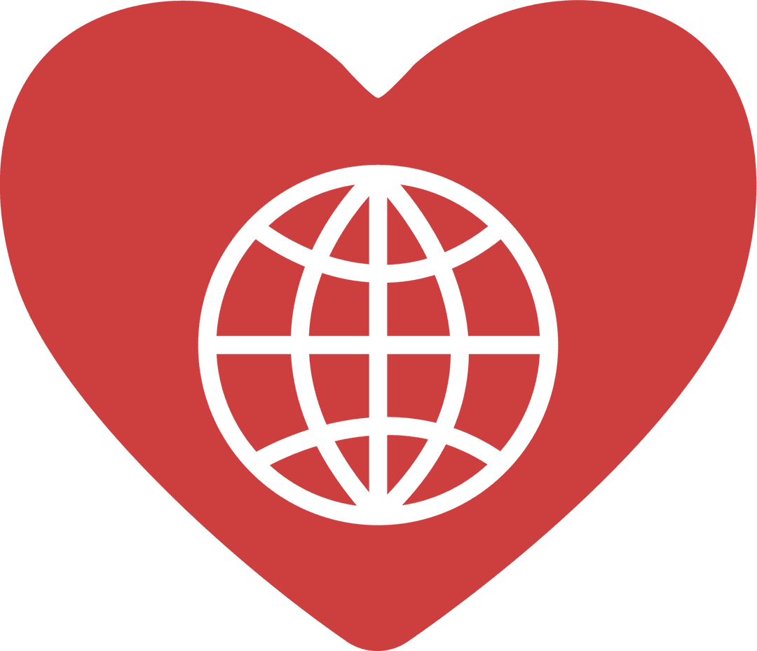 Global Love Heart Icon with Transparent Background
