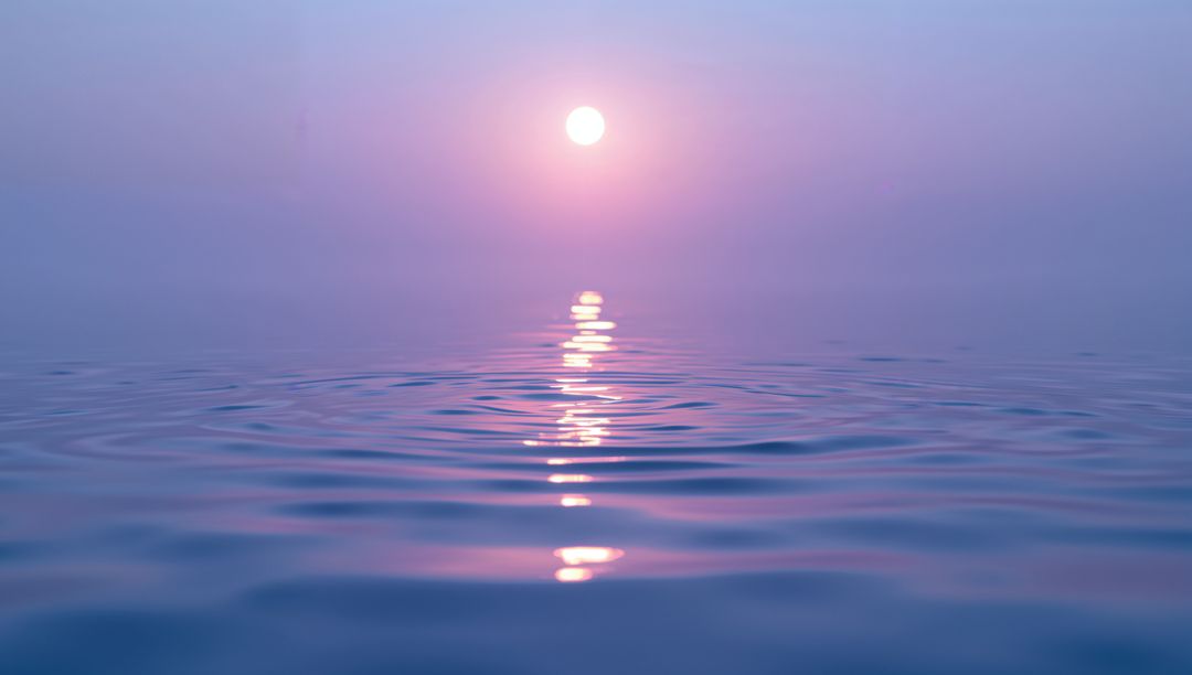 Sunset Reflections on Tranquil Open Water with Pastel Sky Gradient