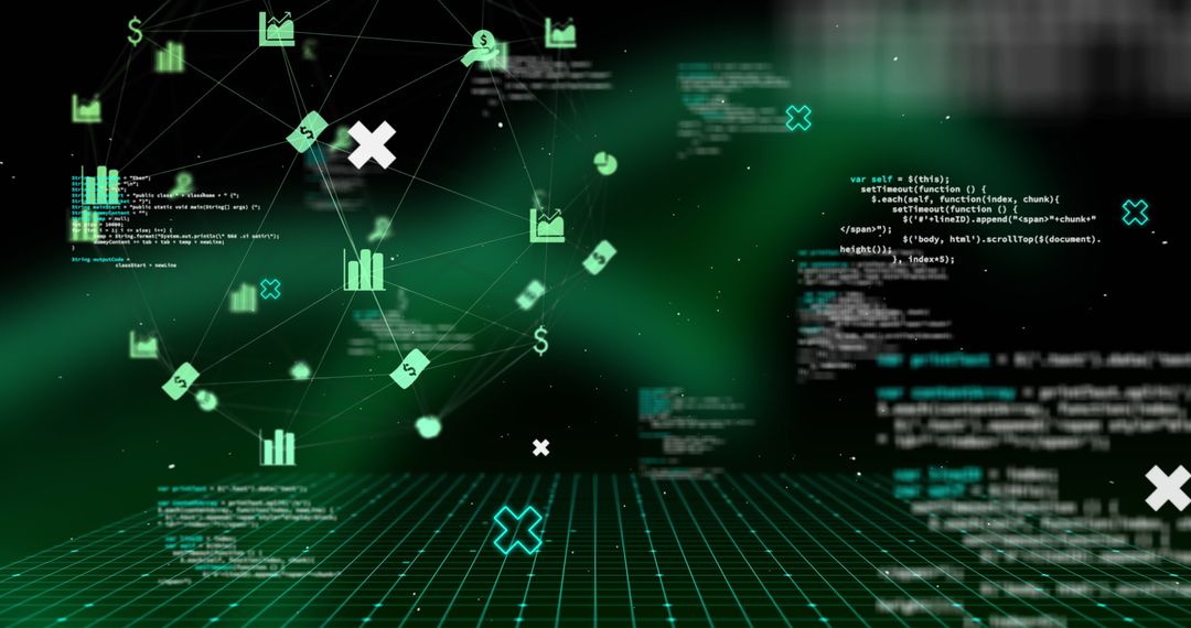 Abstract Digital Data and Financial Symbols Network