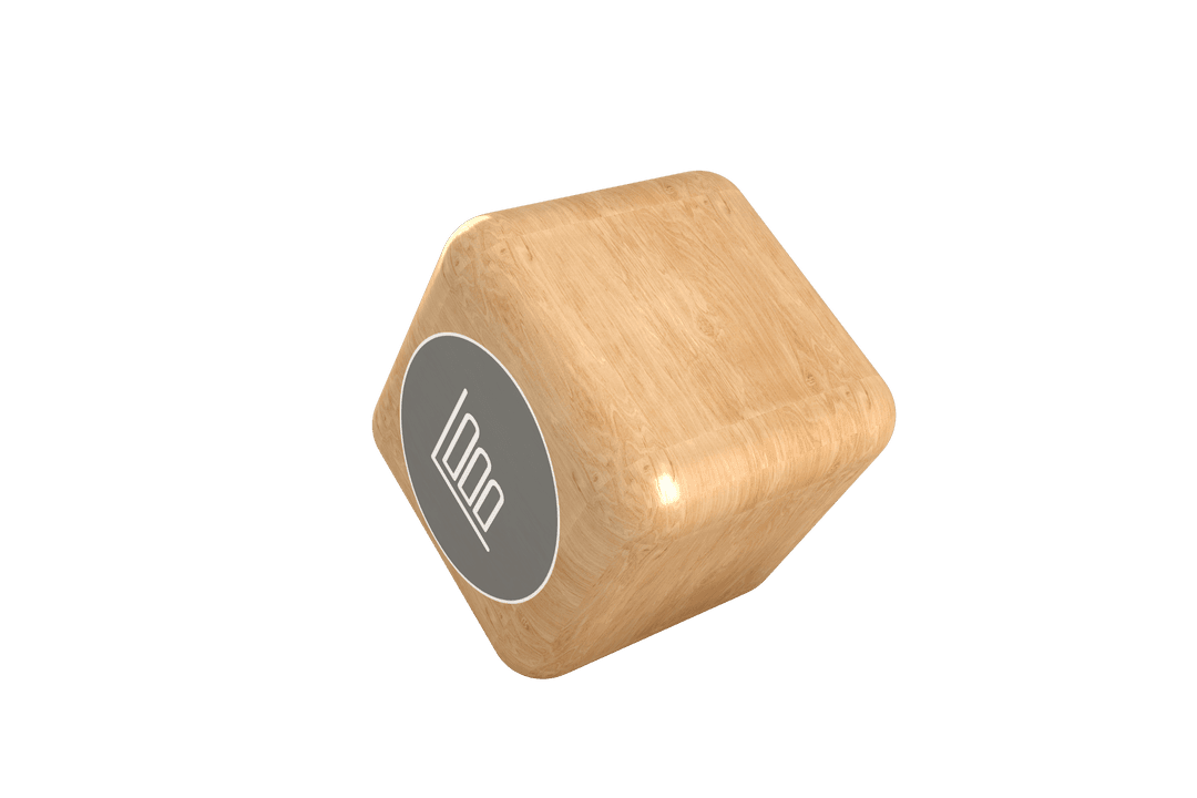 Wooden Cube with Infographic Icon on Transparent Background
