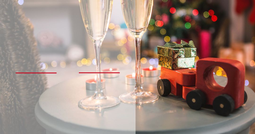 Festive Russian Christmas with Champagne and Traditional Decor