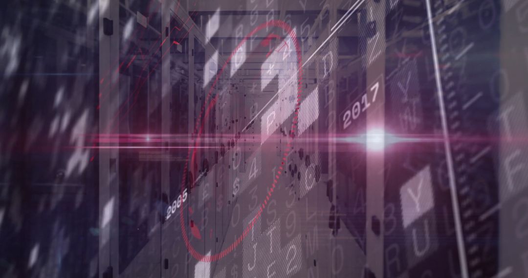 Futuristic Holographic Interface Over Data Center Server Rack