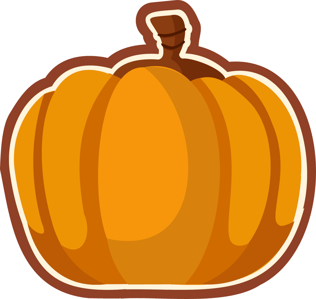 Stylized Pumpkin with Transparent Background for Autumn Designs