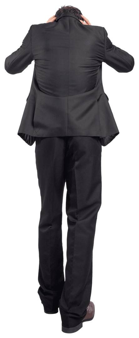 Stressed Businessman Holding Head with Transparent Background