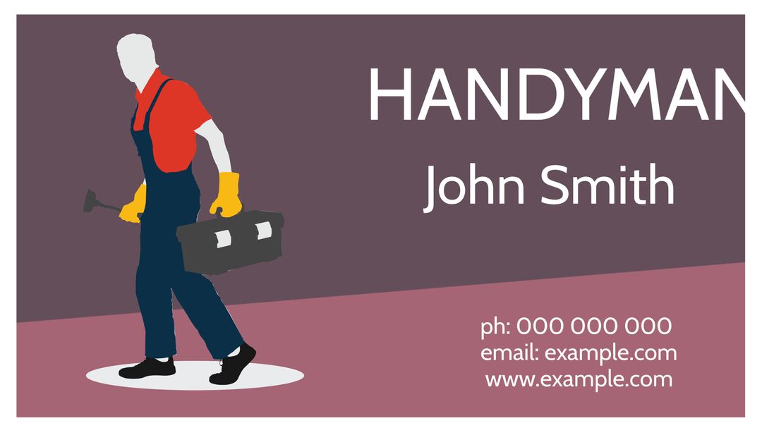 Handyman Service Business Card Template with Silhouette - Download Free Stock Templates Pikwizard.com