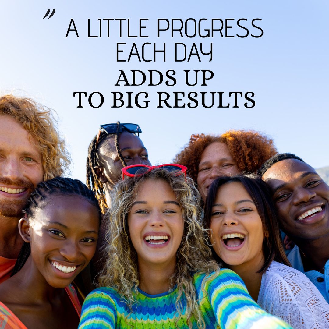 Diverse Friends Supporting Each Other with Motivation