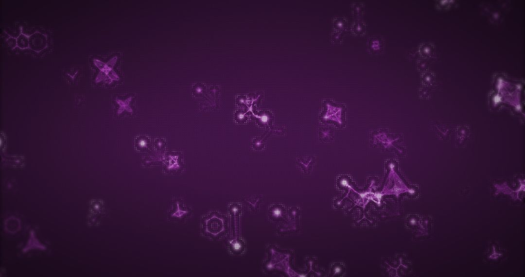 3D Purple Molecules Animated Background for Science Themes