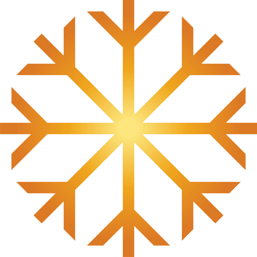 Golden Snowflake Icon on Transparent Background for Seasonal Designs