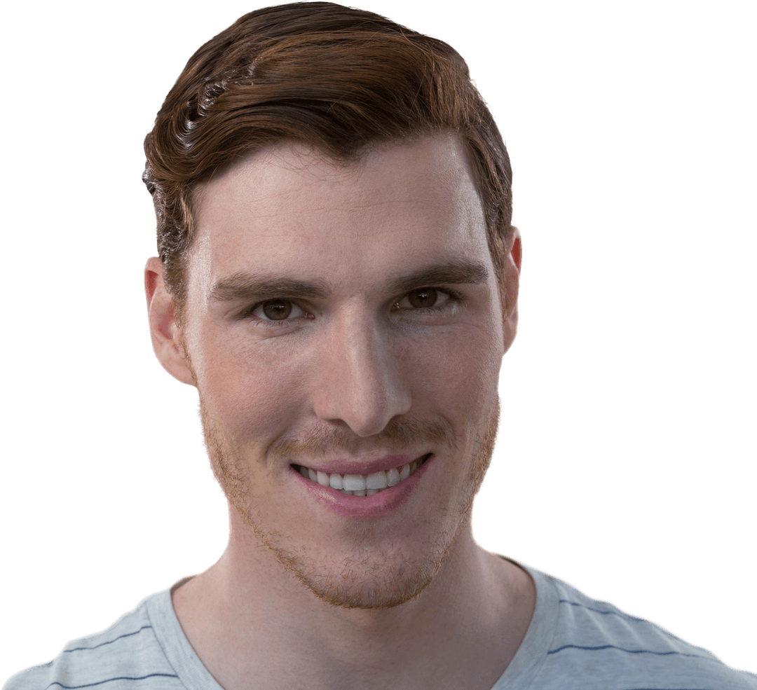 Transparent Portrait of Smiling Male Executive Wearing Striped Shirt