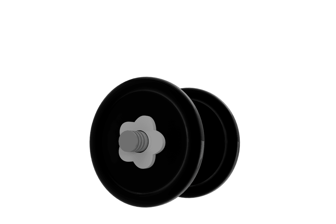 Black Dumbbell Weight on Transparent Background for Fitness Design