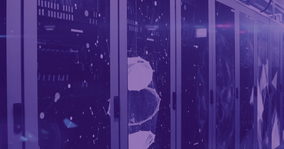 Abstract Overlay of Digital Connections Over Server Room