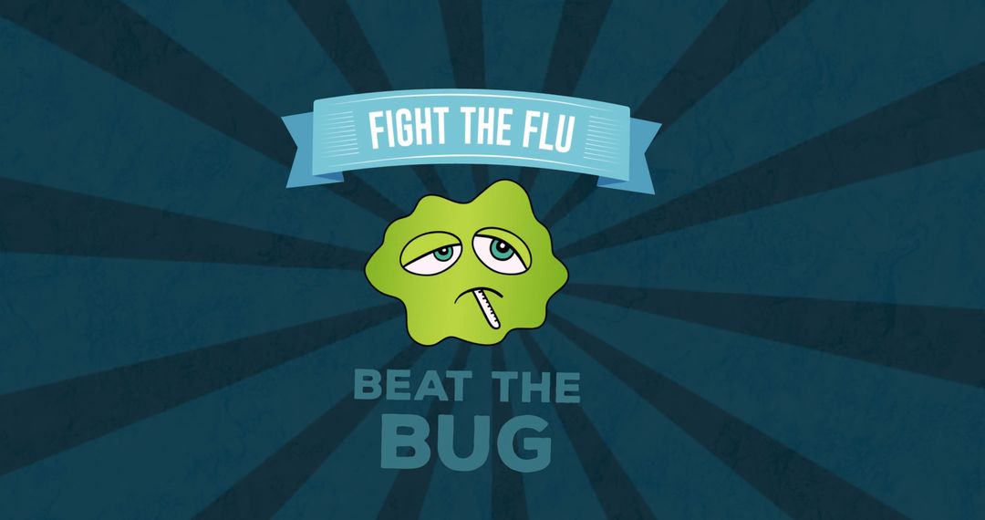 Fight the Flu Awareness Campaign Graphic with Cartoon Germ