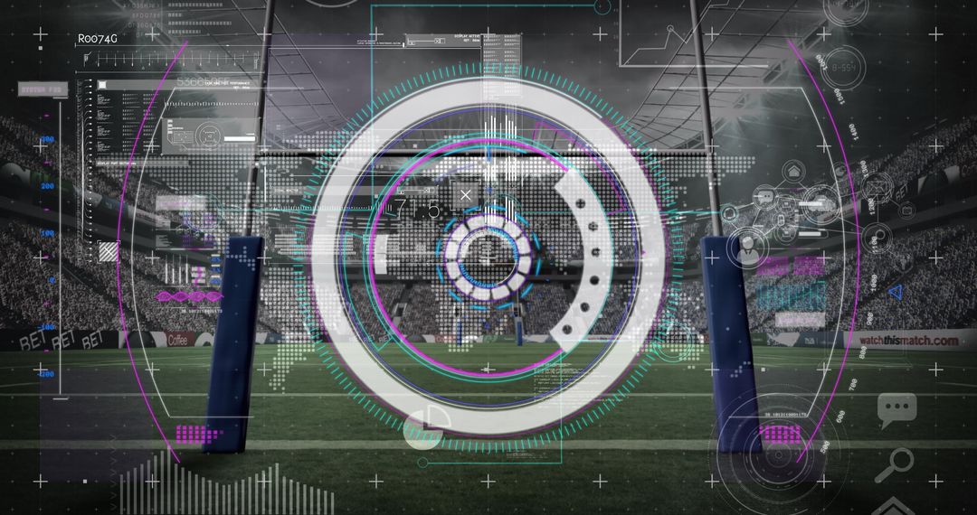 Digital Interface Overlapping Sports Stadium