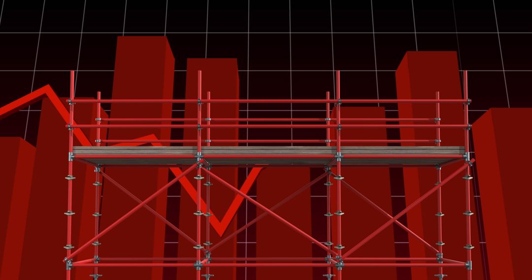 Abstract Finance Data with Red Scaffold Conceptual Background