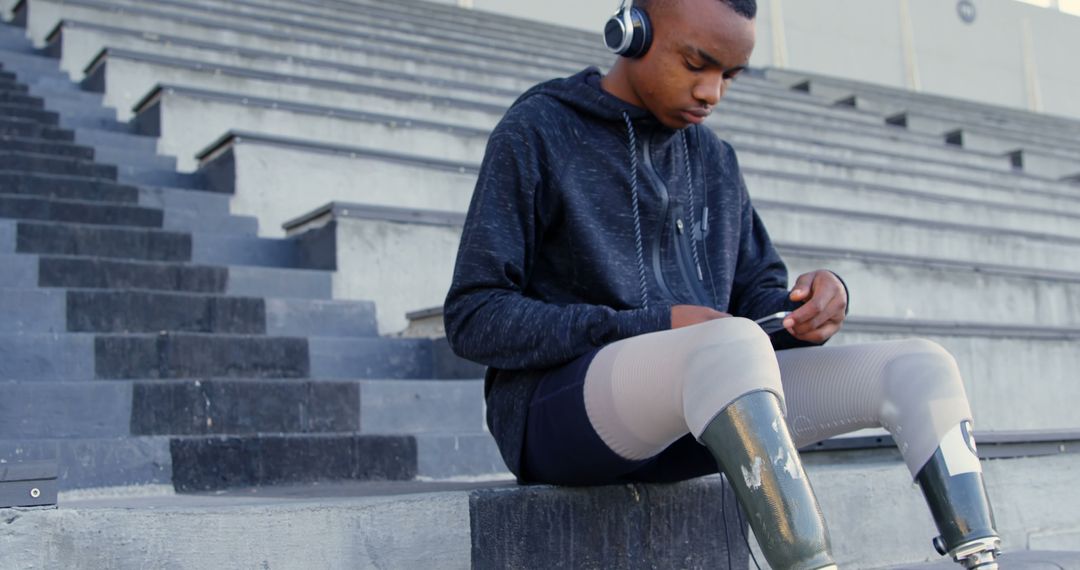 Teen With Prosthetic Legs Focused On Training - Free Images, Stock Photos and Pictures on Pikwizard.com