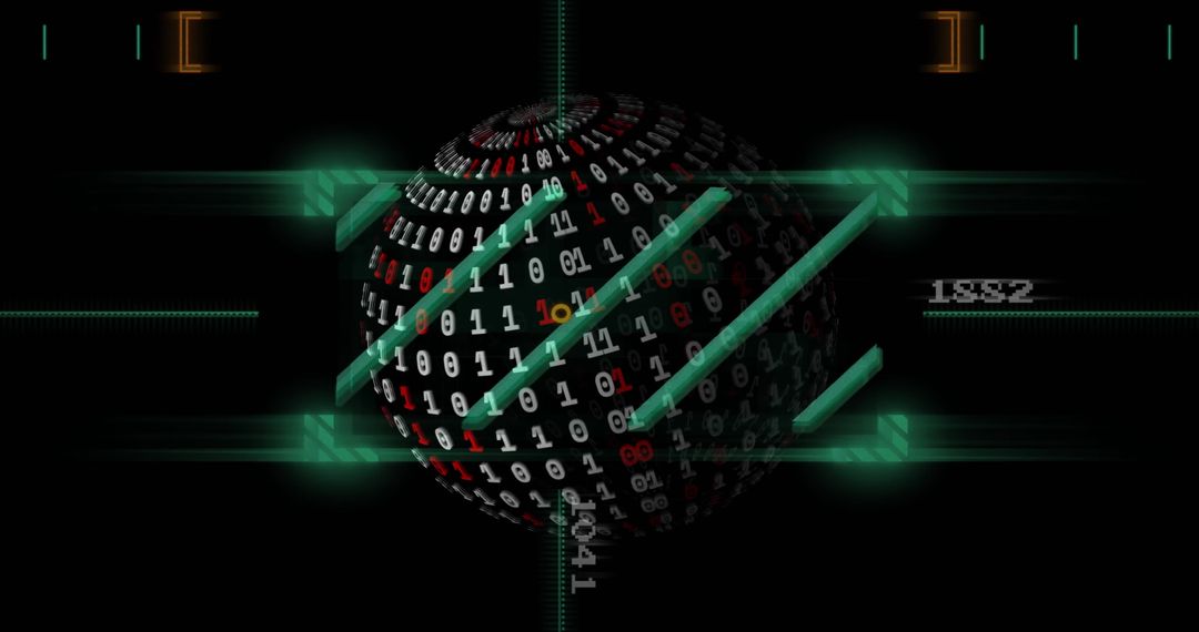 Futuristic Digital Interface with Binary Sphere Animation - Free Images, Stock Photos and Pictures on Pikwizard.com
