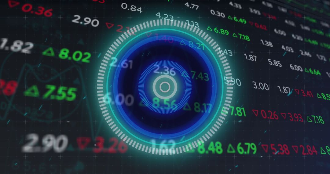 Futuristic Digital Data Visualization with Concentric HUD Elements