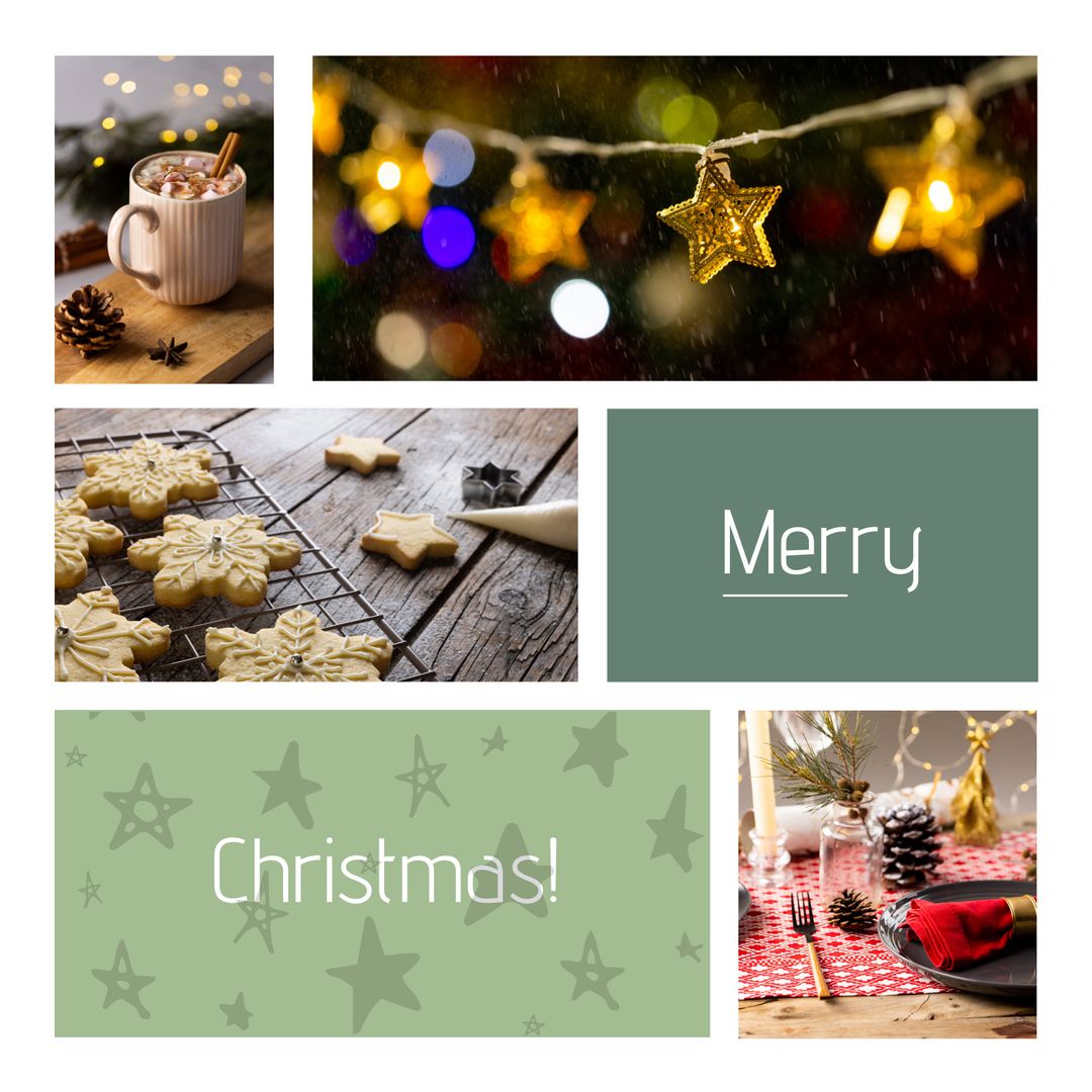 Festive Christmas Collage with Hot Chocolate and Gingerbread