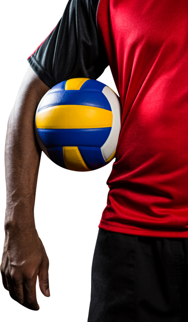 Transparent Mid-Section Sportsman Holding Volleyball Ball - Download Free Stock Images Pikwizard.com