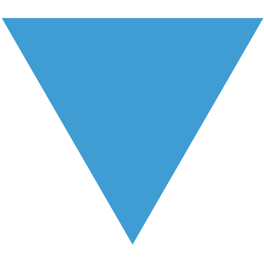 Blue Inverted Triangle on Transparent Background Isolated