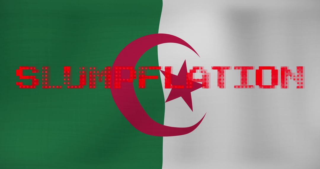 Slumpflation Digital Concept on Algerian Flag Background