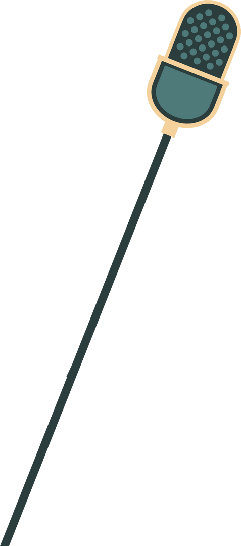 Vintage Beige Microphone on Angle Stand Icon Transparent Background