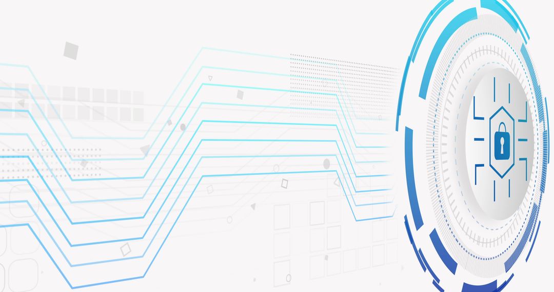 Blue Digital Security Shield with Circuit Lines