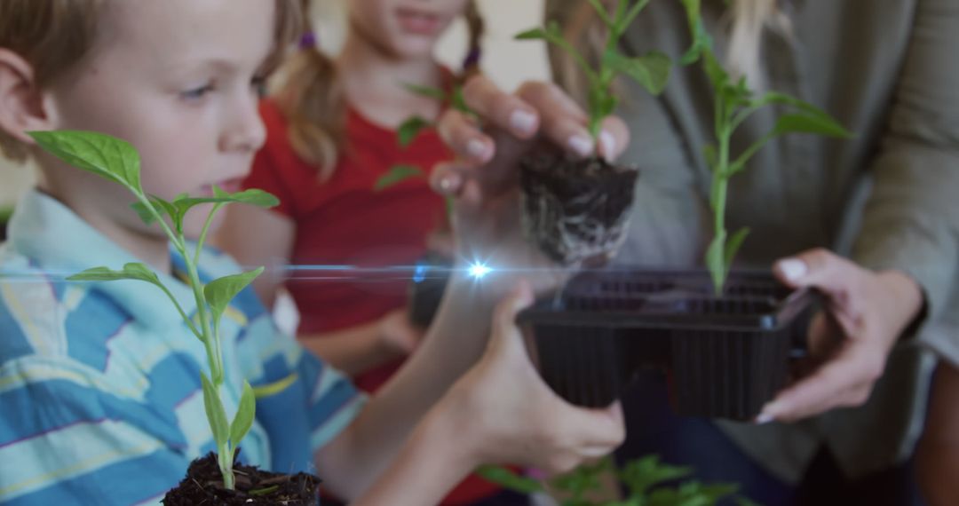 Children Learning Gardening from Teacher in Classroom Workshop