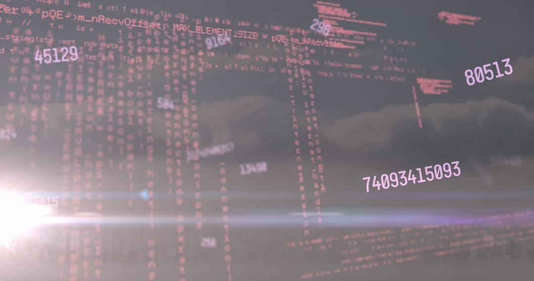 Futuristic Digital Data Over Cosmic Landscape