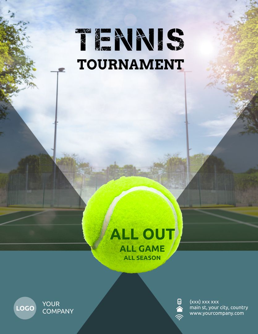 Exciting Tennis Tournament Promotion with Yellow Tennis Ball - Download Free Stock Templates Pikwizard.com