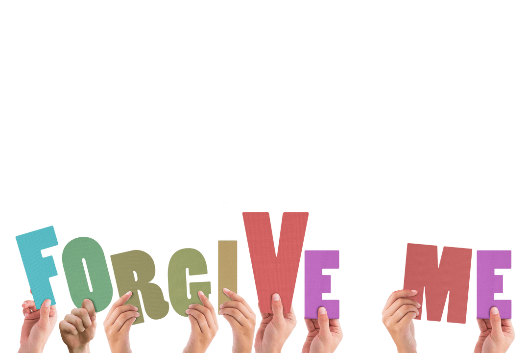 Transparent Background Hands Holding Forgive Me Letters