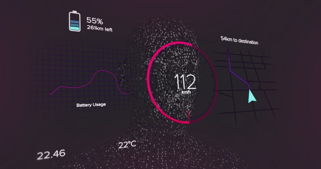 Futuristic Digital Interface And Data Processing Head Model