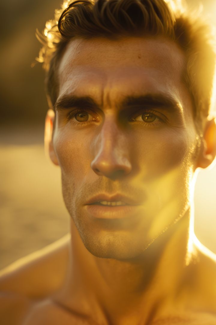 Portrait of thoughtful caucasian man over sun, created using generative ai technology - Free Images, Stock Photos and Pictures on Pikwizard.com