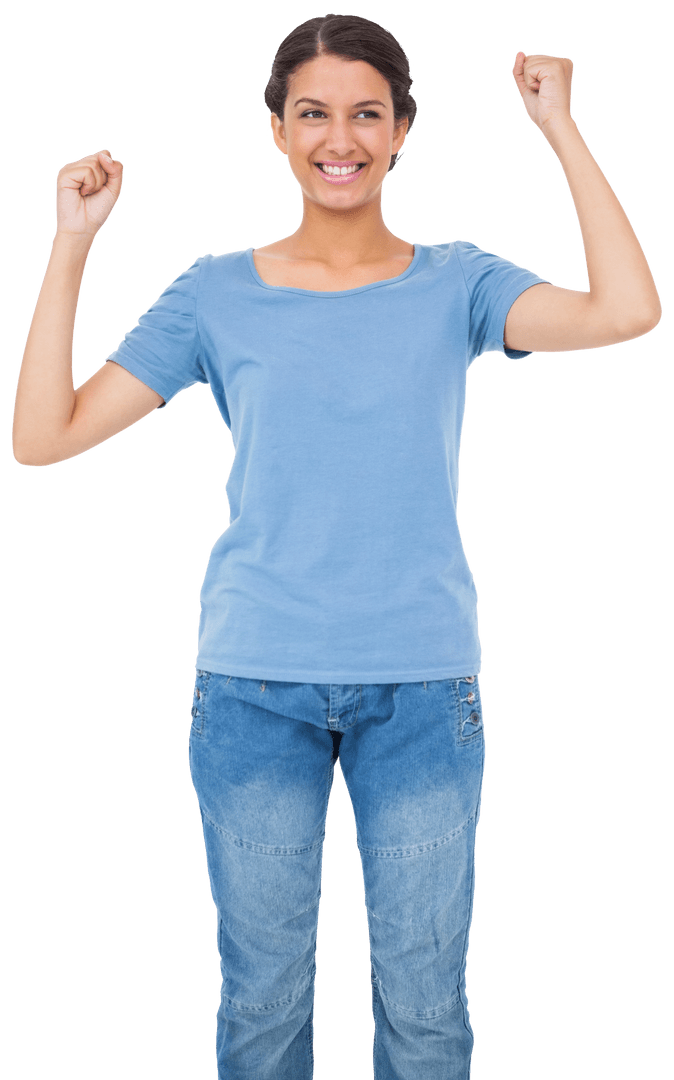 Caucasian Woman Cheering on Transparent Background Lifestyle Concept