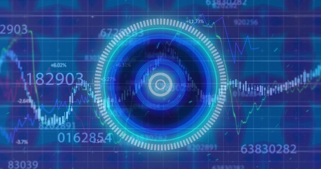 Futuristic Digital Blue Interface with Graphs and Data