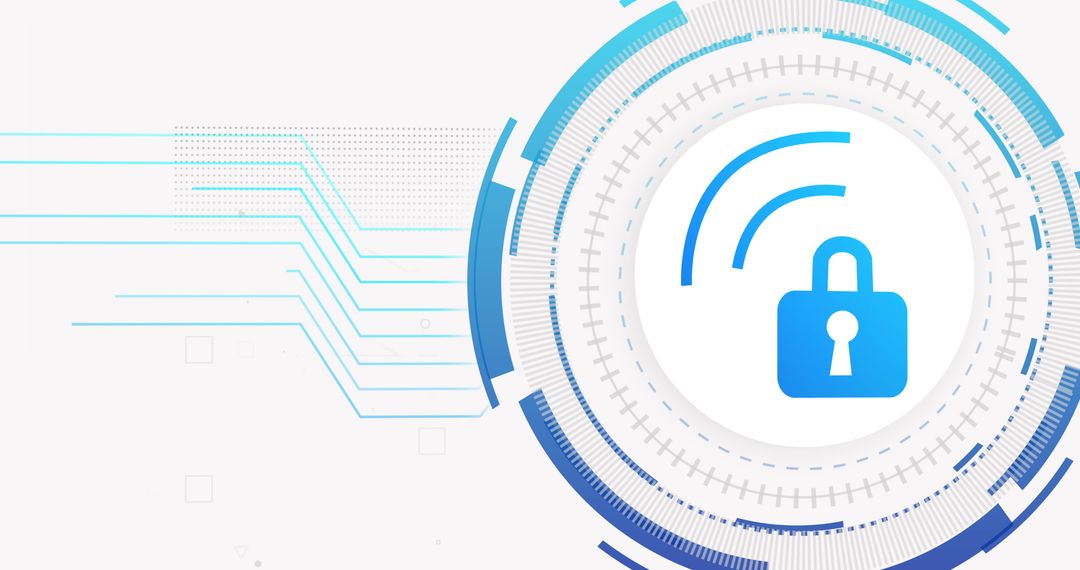Digital Interface and Cyber Security Illustration Featuring Padlock Icon