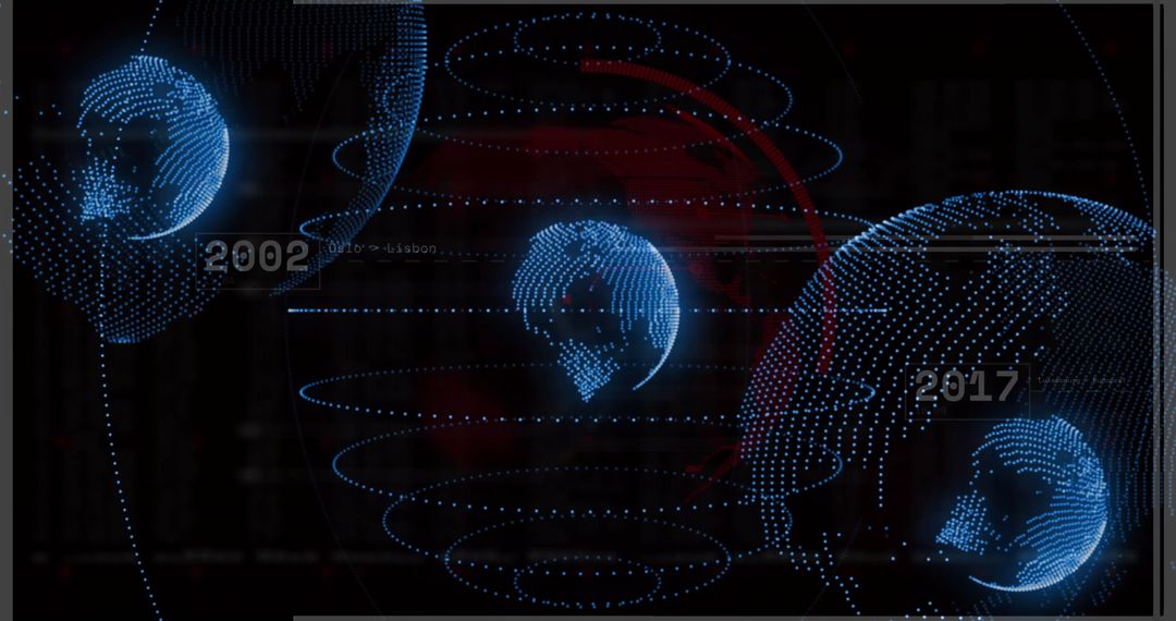 Futuristic Holographic Globe with Blue Matrix and Data Orbits