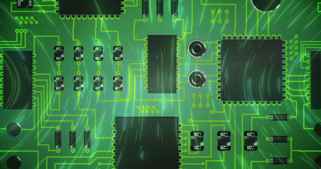 Digital Circuit Board with Green Interface Elements